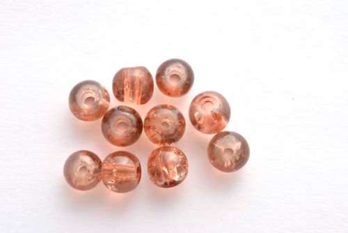 Crackle glass beads, round, brown, 6mm, 10pcs