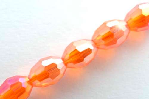 Facetted oval, dark orange AB, 6x8mm, 10pcs