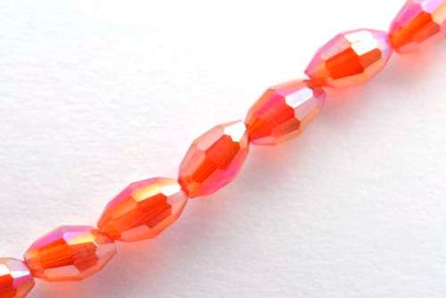 Facetted oval, red AB, 4x6mm, 10pcs