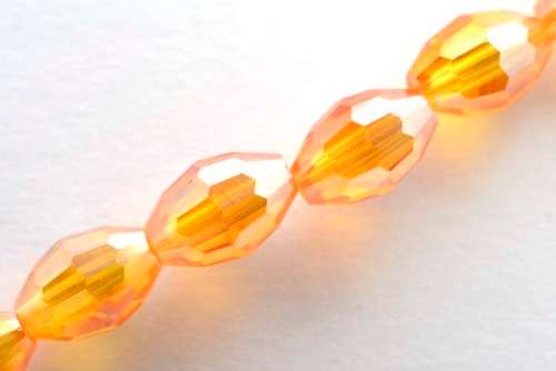 Facetted oval, orange AB, 6x8mm, 10pcs
