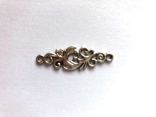 Connector, flower, antique silver, 36x12mm, 1pcs
