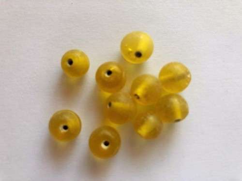 Indian glass beads, round, yellow, 8mm, 10pcs