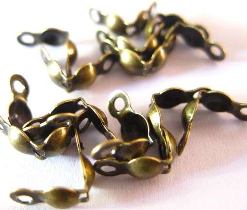 Calottes, bronze, 2 loop, 20pcs