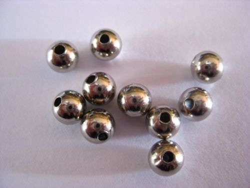 Round metal beads, 6mm, nickel, 20pcs