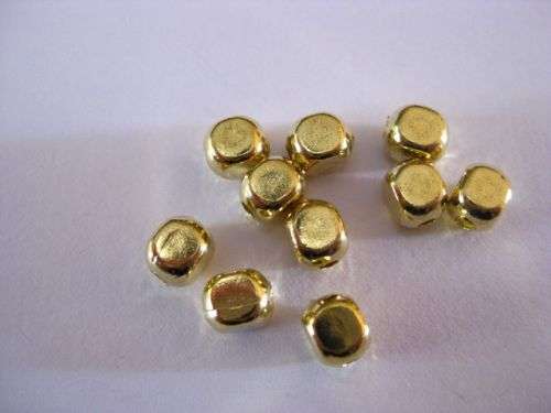 Cube spacer, metal, 6mm, goldtone, 10pcs