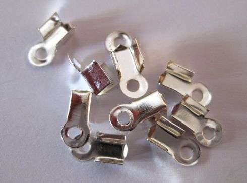 Cord ends, silver, 5mm, 10pcs
