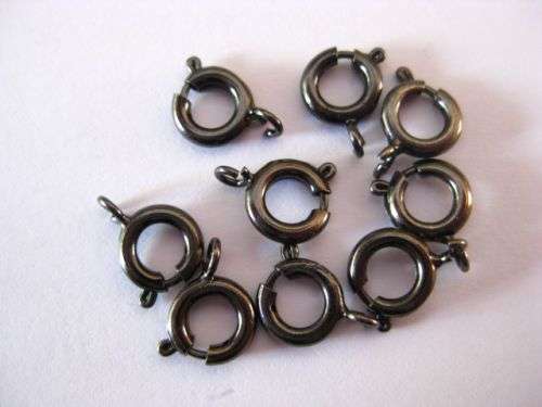 Bolt ring clasp, black nickel, 7mm, 5pcs