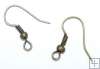 Earring wire, bronze, 10pcs