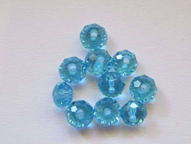 Facetted roundell, aqua, 4mm, 20pcs