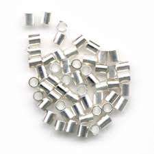 Crimp tubes, silver tone, 1.7mm, +/-100pcs