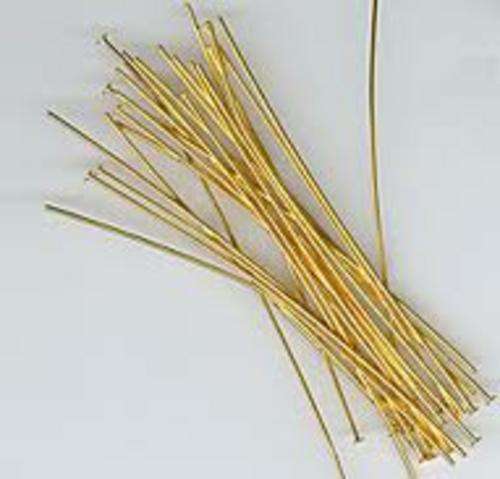 Head pins, 76mm, gold tone, 20pcs