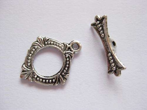 Toggle clasp, 18mm, antique silver, 1 set