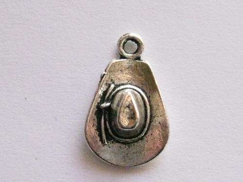 Charm cowboy hat, 21x13mm, antique silver, 1pc