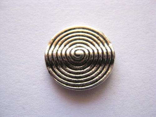 Round spacer, with spiral pattern, antique silver, 15mm, 1pc