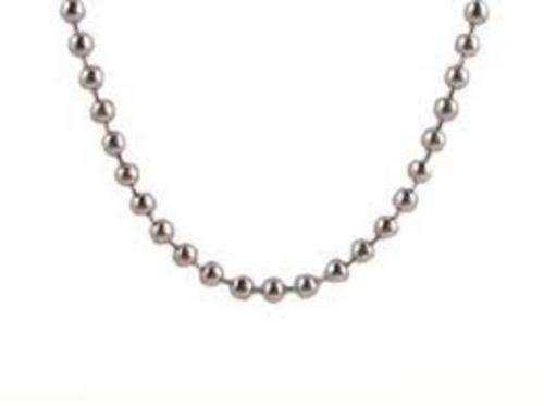 Shiny silver plated ball chain necklace, appox 70cm x 2.4mm, 1pc