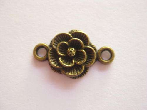 Flower connector, bronze. 20x12mm, 5pc