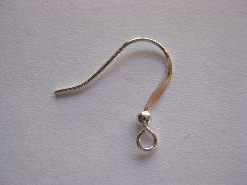 Ear wire, silver-plated, NICKEL-FREE, 2PCS