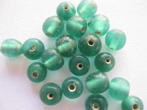 Indian glass beads, green, 6mm, 20pcs
