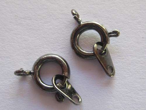Bolt ring clasp with clasp link, 7mm, black nickel, 2pcs