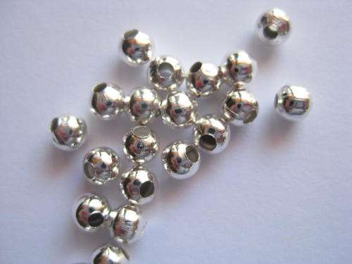 Spacer ball, 4mm silver plated, 20pcs