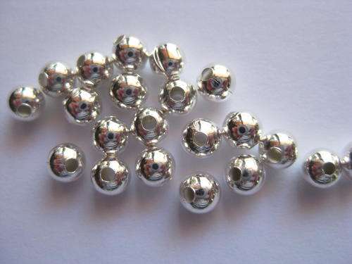 Round metal spacer, silver plated, 4mm, 20pcs