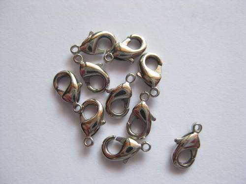 Lobster clasp (tiny) nickel, 8mm, 10pc