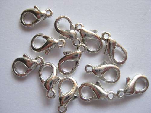 Lobster clasp, 10mm, silver plated, 10pcs