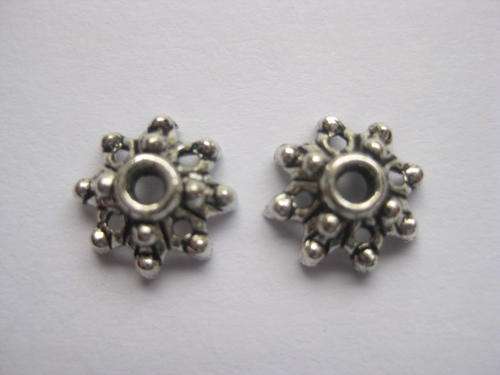 Bead caps, antique silver, 9mm, 2pcs