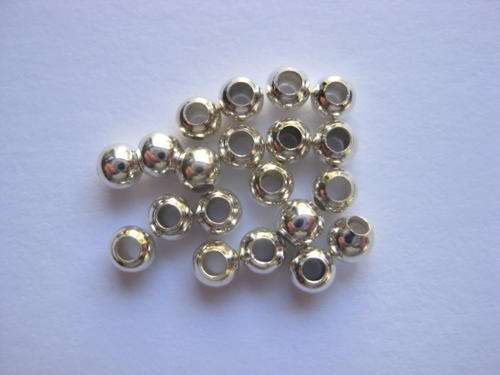 Round metal spacer, silver tone, 3mm, 20pcs
