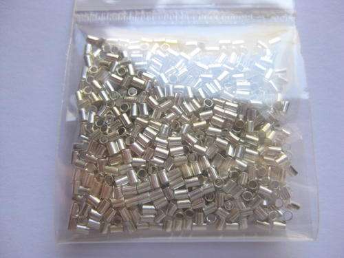 Crimp tubes, silver tone, 1.7mm, 500pcs