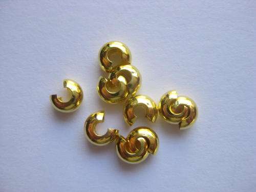 Crimp cover, gold tone, 4mm, 10pcs