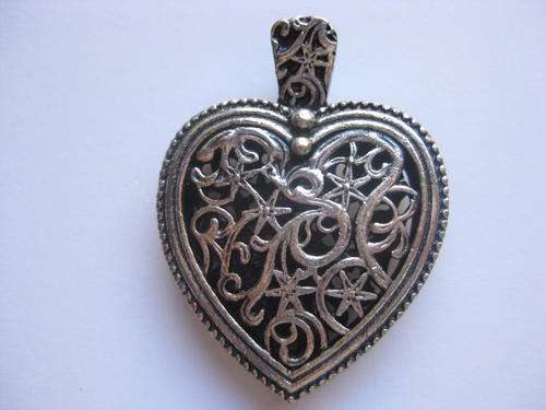 ~SALE~Heart pendant, antiques silver, 50x37mm, 1pc