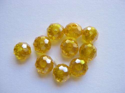 Facetted roundell, yellow, 6.3mm, 10pcs