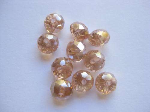 Facetted roundell, peach, 8mm, 10pcs