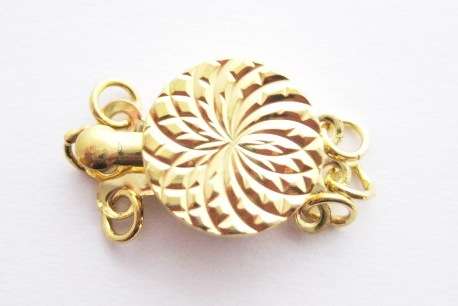 Clasp, 3-strand, gold tone, 10mm, 1pc