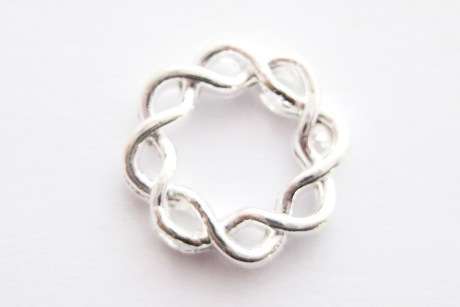Connector ring, silver tone, 14mm, 1pc