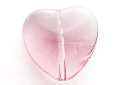 Glass heart bead, purple, 15x15mm, 1pc