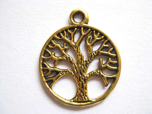 Charm, "tree of life", gold tone, 20mm,1pc