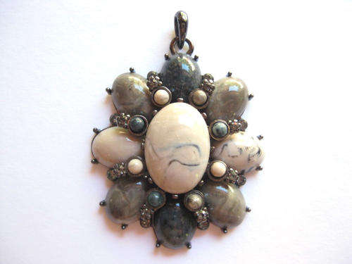 ~SALE~Oval pendant, black nickel, 60x48mm