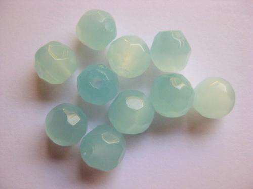 Round facetted beads, light blue (opaque), 8mm, 10pcs