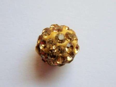 Shamballa beads, gold, 10mm, 1pc