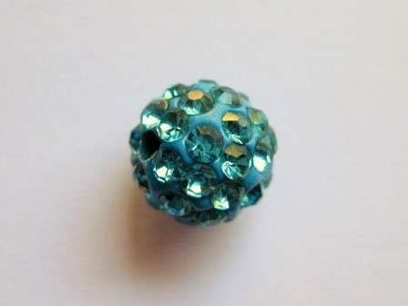 Shamballa beads, turquoise, 10mm, 1pc