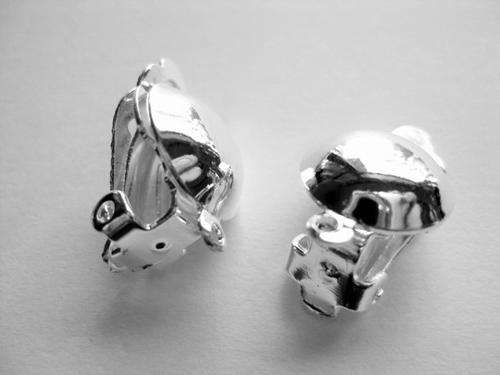 Earrings, clip on, silver plated, 12mm, 2pcs