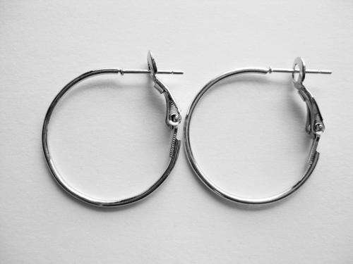 Earrings, hoop, antique silver, 24mm, 2pairs