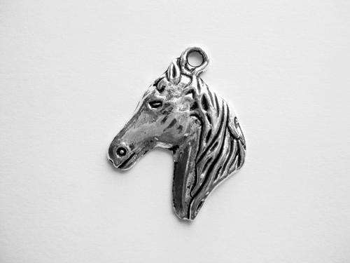 Charm, horse, antique silver, 23x29mm,1pc