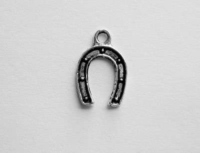 Charm, horseshoe, anitique silver, 16x11mm,1pc