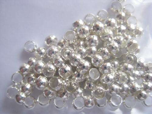 Crimp beads, silver tone, 3mm, +/- 100pcs
