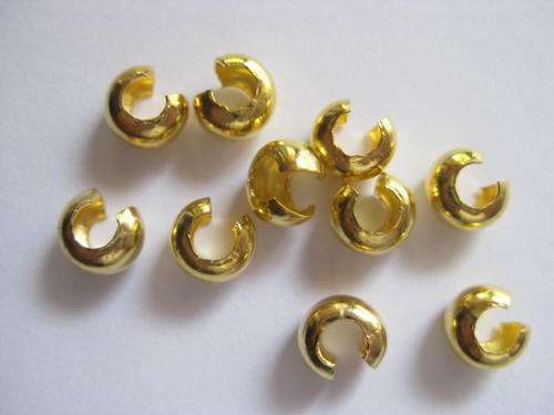 Crimp covers, gold tone, 6mm, 10pcs