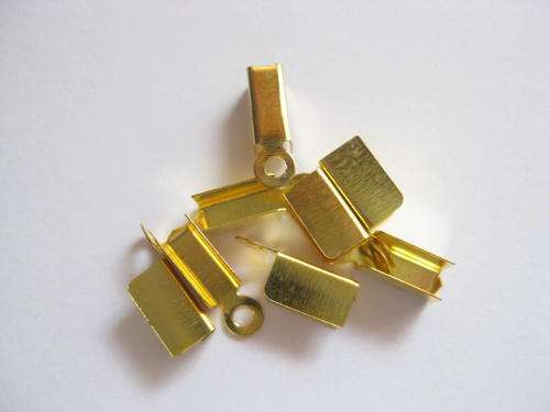 Cord ends, gold tone, 12mm, 10pcs