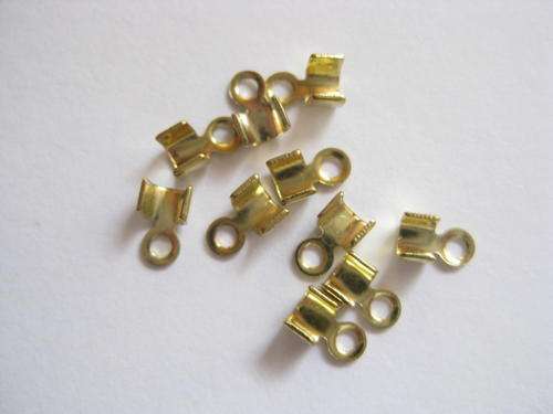 Cord ends, gold tone, 3x6mm, 10pcs